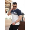 Erkek çizgi Desenli Yakalı Kısa Kollu Tshirt