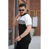 Erkek çizgi Desenli Yakalı Kısa Kollu Tshirt