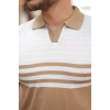 Erkek çizgi Desenli Yakalı Kısa Kollu Tshirt