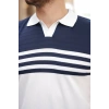 Erkek çizgi Desenli Yakalı Kısa Kollu Tshirt