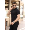 Erkek çizgi Dokulu çıtçıt Yakalı Kısa Kollu Tshirt