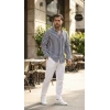 Erkek Dikey Çizgili Yarım Oversize Gömlek