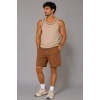 Erkek Dokuma Kumaş Cepli Bağcıklı Regular Fit Yazlık Şort  Kahverengi