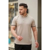 Erkek Düğmeli Yaka Waffle Kumaş Kısa Kollu Tişört