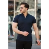 Erkek Hakim Yaka Dokuma Pamuklu Kumaş Kısa Kollu Tshirt