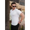 Erkek Hakim Yaka Dokuma Pamuklu Kumaş Kısa Kollu Tshirt