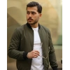 Erkek Içi Astarlı Fermuarlı Bomber ont Ceket  Haki