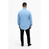 Erkek KETEN Kumaş Oversize Uzun Kollu Rahat Kalıp Gömlek  Açık avi