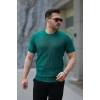 Erkek Kısa Kollu Bisiklet Yaka çizgili Triko Tişört