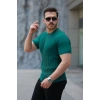Erkek Kısa Kollu Bisiklet Yaka çizgili Triko Tişört