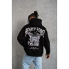 Erkek Kordon İpli Baskılı Kapüşonlu weatshirt  iyah