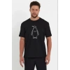 Erkek Nihilist Penguen Özel Tasarım Oversize Bisiklet Yaka Tişört  iyah