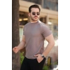 Erkek Omuzlar çizgi Detaylı Kısa Kollu Tshirt