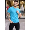Erkek Thirt Bisiklet Yaka lim Fit Dar Kesim ikralı Tişört Günlük Basic Body  Açık avi