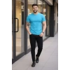 Erkek Thirt Bisiklet Yaka lim Fit Dar Kesim ikralı Tişört Günlük Basic Body  Açık avi