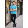 Erkek Thirt Bisiklet Yaka lim Fit Dar Kesim ikralı Tişört Günlük Basic Body  Açık avi