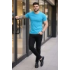 Erkek Thirt Bisiklet Yaka lim Fit Dar Kesim ikralı Tişört Günlük Basic Body  Açık avi
