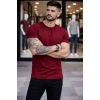 Erkek Thirt Bisiklet Yaka lim Fit Dar Kesim ikralı Tişört Günlük Basic Body  Bordo