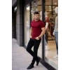 Erkek Thirt Bisiklet Yaka lim Fit Dar Kesim ikralı Tişört Günlük Basic Body  Bordo