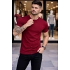 Erkek Thirt Bisiklet Yaka lim Fit Dar Kesim ikralı Tişört Günlük Basic Body  Bordo