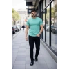 Erkek Thirt Bisiklet Yaka lim Fit Dar Kesim ikralı Tişört Günlük Basic Body  Turkuvaz