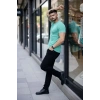 Erkek Thirt Bisiklet Yaka lim Fit Dar Kesim ikralı Tişört Günlük Basic Body  Turkuvaz