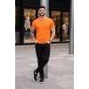 Erkek Thirt Bisiklet Yaka lim Fit Dar Kesim ikralı Tişört Günlük Basic Body  Turuncu