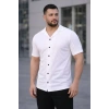 Erkek Waffle Dokuma Açık Yakalı Düğmeli Regular Kalıp 3’lü Gömlek eti  Bej, Beyaz, acivert