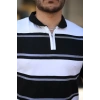 Erkek Yakalı Fermuarlı çift Renk Kısa Kollu Tshirt