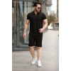 Erkek Yakalı Fermuarlı Tshirt şort Ikili Takım