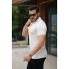 Erkek Yakalı Waffle Dokulu Kısa Kollu Tişört