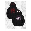 evgili Çift Kombini Örümcek Baskılı Kapüşonlu weatshirt Hoodie  iyah