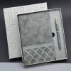 Gri Renk Defter Ve Metal Roller Kalem Seti