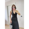 ırt Dekolteli Uzun Kollu Elbise  iyah