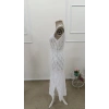 Kadın Askılı V Yakalı Uzun Triko Elbise