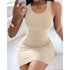 Kadın Kalın Askılı Bodycon Kaşkorse Mini Elbise