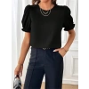 Kadın Kısa Kollu Bisiklet Yaka Kolları Gipeli Ithal Krep Bluz
