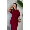 Kadın Kısa Kollu Tek Omuzdan Açık Beli Lastikli Sandy Maxi Elbise