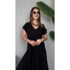 Kadın Kısa Kollu V Yaka Salaş Maxi Boy Elbise
