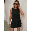 Kadın Kolsuz Bisiklet Yaka Sandy Bluz Ve şort Etek Ikili Takım