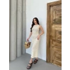 Kadın Kolsuz Kuş Gözü Teday Full Transparan Maxi Boy Elbise