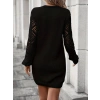 Kadın Uzun Kollu V Yakalı Mini Triko Elbise
