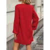 Kadın Uzun Kollu Yuvarlak Yaka Mini Ithal Krep Elbise