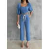 KETEN CROP KARPUZ KO BUZPANTOON HASIR KEMERİ  Mavi