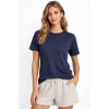 Osy odal Yumuşak Dokulu Kumaş Bisiklet Yaka Tshirt  İndigo