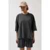 Oversize Lazer Kesim Bisiklet Yaka Thirt