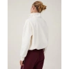 Oversize Yarım Farmuarlı Yakalı Basic weathirt  Beyaz