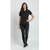 Pike Kumaş Düğmeli Yaka Regular Rahat Günlük Kısa Kol Tişört Tshirt  iyah