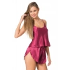 Secretsita Bordo Saten Babydoll Şort Takımı