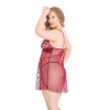 Secretsita Büyük Beden Bordo Kısa Tül Gecelik